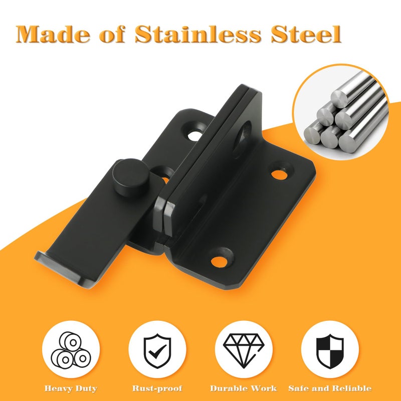 Alise Flip Latch Gate Latches Slide Bolt Latch Safety Door Lock Catch for Barn Cabinet Pet Cage Garden Bathroom Garage Window Sliding Door,Heavy Duty Stainless Steel Matte Black,MS3006R-B - Image 3